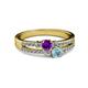 2 - Zaira Amethyst and Aquamarine with Side Diamonds Split Shank Ring 