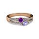 2 - Zaira Amethyst and Tanzanite with Side Diamonds Split Shank Ring 
