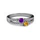 2 - Zaira Amethyst and Citrine with Side Diamonds Split Shank Ring 