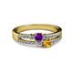 2 - Zaira Amethyst and Citrine with Side Diamonds Split Shank Ring 