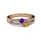 2 - Zaira Amethyst and Citrine with Side Diamonds Split Shank Ring 