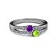 2 - Zaira Amethyst and Peridot with Side Diamonds Split Shank Ring 