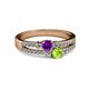 2 - Zaira Amethyst and Peridot with Side Diamonds Split Shank Ring 