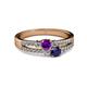 2 - Zaira Amethyst and Blue Sapphire with Side Diamonds Split Shank Ring 