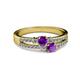 2 - Zaira Amethyst with Side Diamonds Split Shank Ring 
