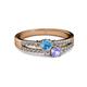2 - Zaira Blue Topaz and Tanzanite with Side Diamonds Split Shank Ring 