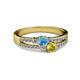2 - Zaira Blue Topaz and Yellow Sapphire with Side Diamonds Split Shank Ring 