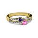 2 - Zaira Iolite and Pink Sapphire with Side Diamonds Split Shank Ring 