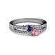 2 - Zaira Iolite and Pink Tourmaline with Side Diamonds Split Shank Ring 