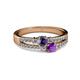 2 - Zaira Iolite and Amethyst with Side Diamonds Split Shank Ring 