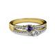 2 - Zaira Iolite and Diamond with Side Diamonds Split Shank Ring 