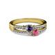 2 - Zaira Iolite and Rhodolite Garnet with Side Diamonds Split Shank Ring 