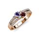 3 - Zaira Iolite and Red Garnet with Side Diamonds Split Shank Ring 