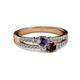 2 - Zaira Iolite and Red Garnet with Side Diamonds Split Shank Ring 