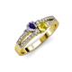 3 - Zaira Iolite and Yellow Sapphire with Side Diamonds Split Shank Ring 