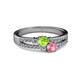 2 - Zaira Peridot and Pink Tourmaline with Side Diamonds Split Shank Ring 