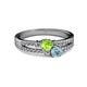 2 - Zaira Peridot and Aquamarine with Side Diamonds Split Shank Ring 