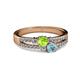 2 - Zaira Peridot and Aquamarine with Side Diamonds Split Shank Ring 