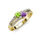 3 - Zaira Peridot and Amethyst with Side Diamonds Split Shank Ring 