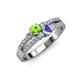 3 - Zaira Peridot and Tanzanite with Side Diamonds Split Shank Ring 