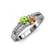 3 - Zaira Peridot and Citrine with Side Diamonds Split Shank Ring 