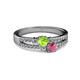 2 - Zaira Peridot and Rhodolite Garnet with Side Diamonds Split Shank Ring 
