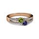 2 - Zaira Peridot and Blue Sapphire with Side Diamonds Split Shank Ring 