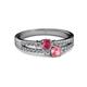 2 - Zaira Rhodolite Garnet and Pink Tourmaline with Side Diamonds Split Shank Ring 