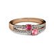2 - Zaira Rhodolite Garnet and Pink Tourmaline with Side Diamonds Split Shank Ring 