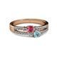 2 - Zaira Rhodolite Garnet and Aquamarine with Side Diamonds Split Shank Ring 