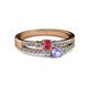 2 - Zaira Rhodolite Garnet and Tanzanite with Side Diamonds Split Shank Ring 