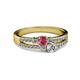 2 - Zaira Rhodolite Garnet and Diamond with Side Diamonds Split Shank Ring 