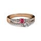 2 - Zaira Rhodolite Garnet and Diamond with Side Diamonds Split Shank Ring 