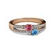 2 - Zaira Rhodolite Garnet and Blue Topaz with Side Diamonds Split Shank Ring 