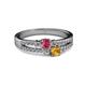 2 - Zaira Rhodolite Garnet and Citrine with Side Diamonds Split Shank Ring 