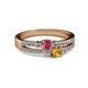 2 - Zaira Rhodolite Garnet and Citrine with Side Diamonds Split Shank Ring 