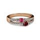 2 - Zaira Rhodolite Garnet and Ruby with Side Diamonds Split Shank Ring 
