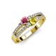 3 - Zaira Rhodolite Garnet and Yellow Sapphire with Side Diamonds Split Shank Ring 