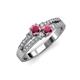 3 - Zaira Rhodolite Garnet with Side Diamonds Split Shank Ring 