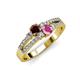 3 - Zaira Red Garnet and Pink Sapphire with Side Diamonds Split Shank Ring 