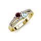 3 - Zaira Red Garnet and Aquamarine with Side Diamonds Split Shank Ring 