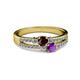 2 - Zaira Red Garnet and Amethyst with Side Diamonds Split Shank Ring 