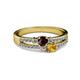 2 - Zaira Red Garnet and Citrine with Side Diamonds Split Shank Ring 