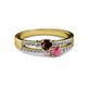 2 - Zaira Red and Rhodolite Garnet with Side Diamonds Split Shank Ring 