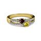 2 - Zaira Red Garnet and Yellow Sapphire with Side Diamonds Split Shank Ring 