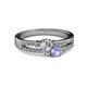 2 - Zaira Diamond and Tanzanite with Side Diamonds Split Shank Ring 