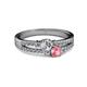 2 - Zaira Diamond and Pink Tourmaline with Side Diamonds Split Shank Ring 