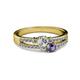 2 - Zaira Diamond and Iolite with Side Diamonds Split Shank Ring 