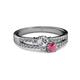 2 - Zaira Diamond and Rhodolite Garnet with Side Diamonds Split Shank Ring 