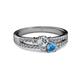 2 - Zaira Diamond and Blue Topaz with Side Diamonds Split Shank Ring 